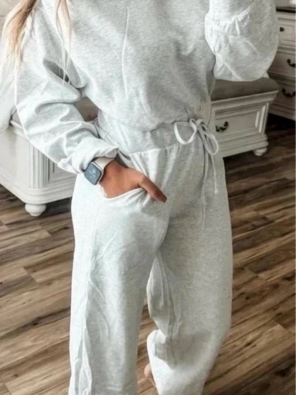 BUCKETLIST Light Gray Drawstring Waist Jumpsuit